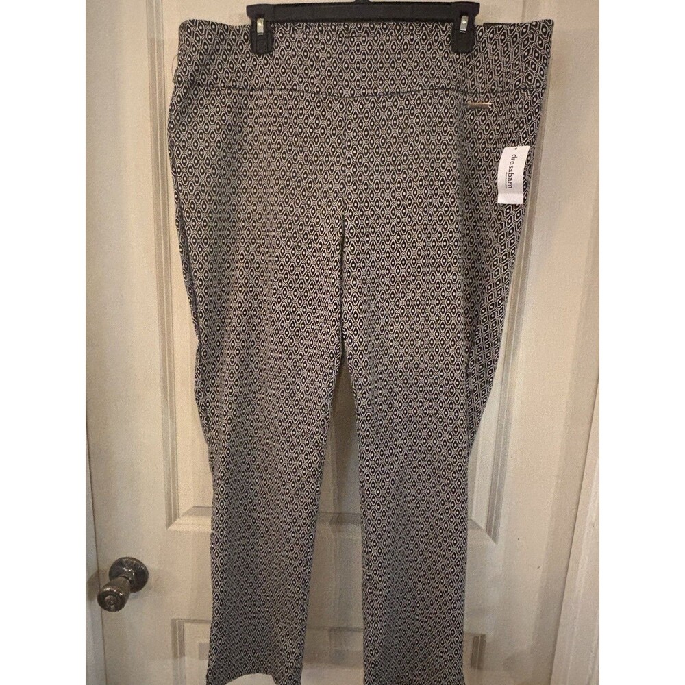 Roz & Ali Geometric Print Career Pants Womens Classic 16W Pull On Office Stretch